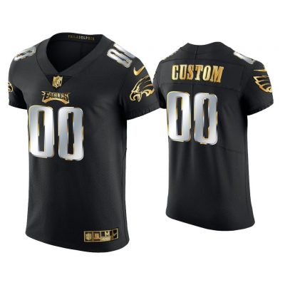 Men Custom Philadelphia Eagles Black Golden Edition Elite Jersey