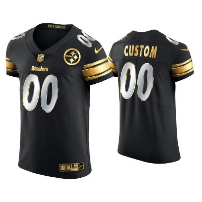 Men Custom Pittsburgh Steelers Black Golden Edition Elite Jersey