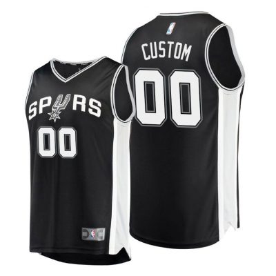 Men Custom San Antonio Spurs #00 Black Icon Replica Jersey