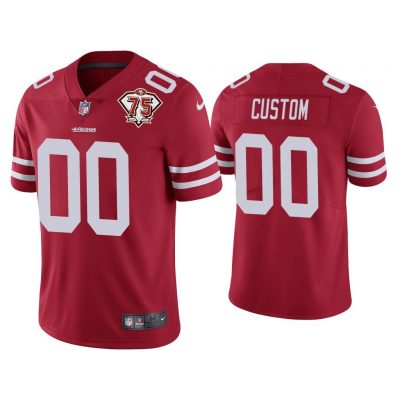Men Custom San Francisco 49ers Scarlet 75th Anniversary Patch Limited Jersey
