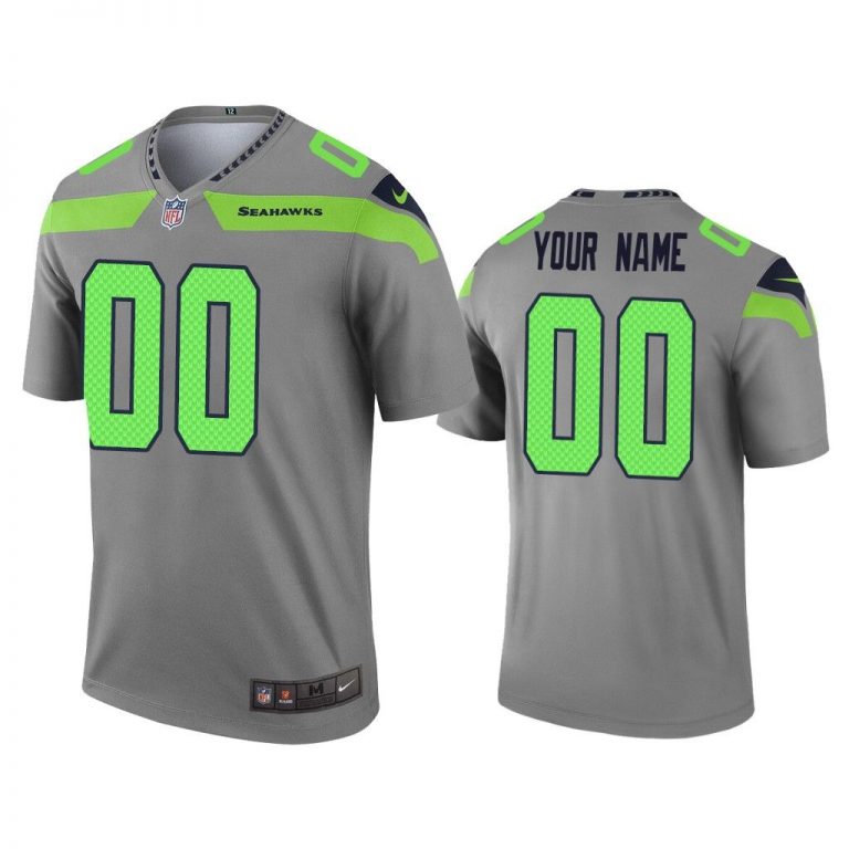 Men Custom Seattle Seahawks Gray Inverted Legend Jersey