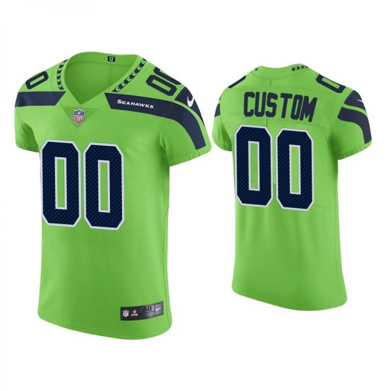 Men Custom Seattle Seahawks Neon Green Vapor Elite Jersey