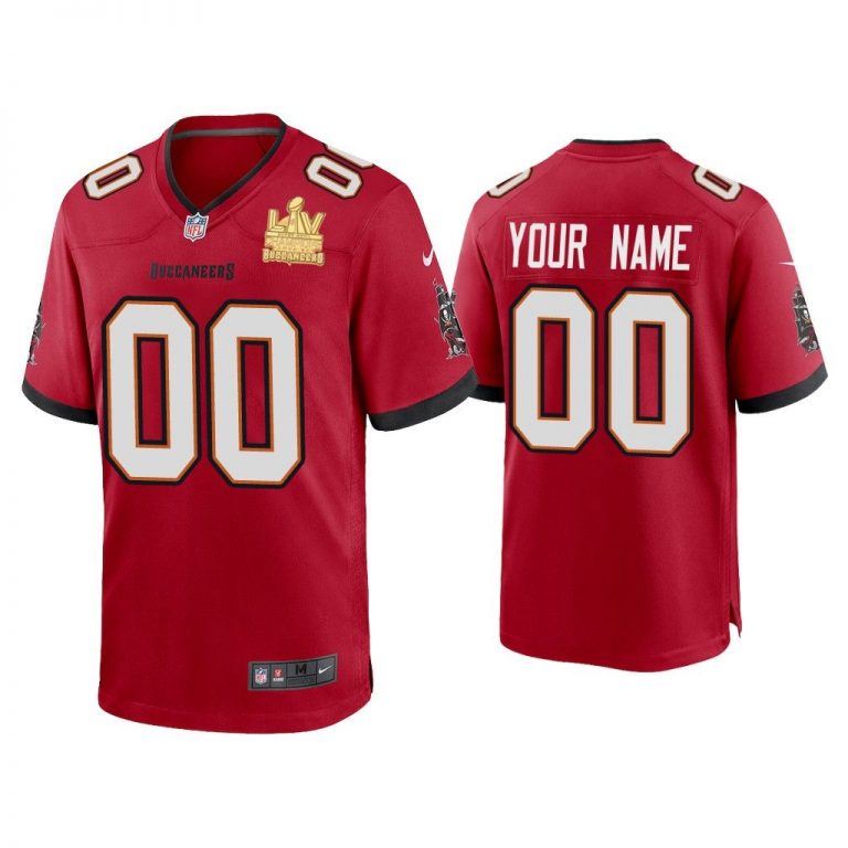 Men Custom Tampa Bay Buccaneers Super Bowl LV Champions Red Game Jersey