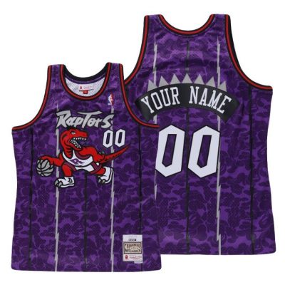 Men Custom Toronto Raptors Bape X Mitchell #00 Purple Classic Jersey