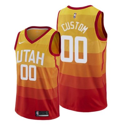 Men Custom Utah Jazz #00 Gold City Jersey