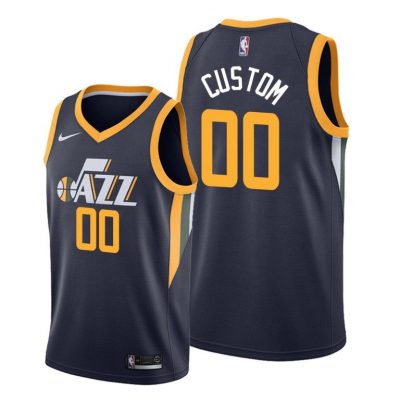 Men Custom Utah Jazz #00 Navy Icon Jersey