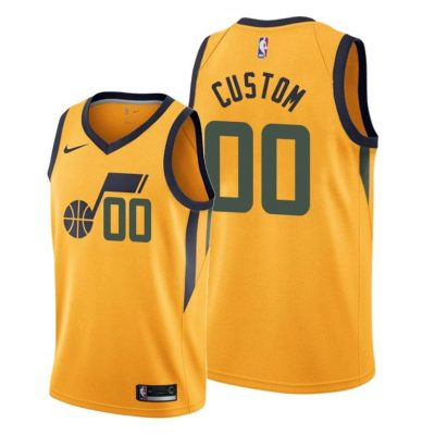 Men Custom Utah Jazz #00 Yellow Statement Jersey