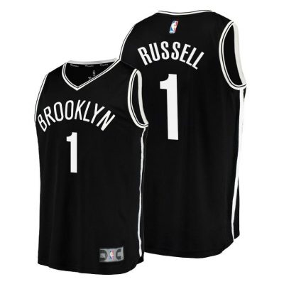Men D Angelo Russell Brooklyn Nets #1 Black Icon Replica Jersey
