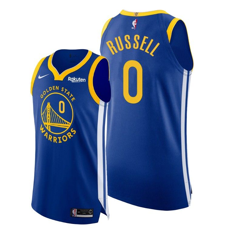 Men D Angelo Russell Golden State Warriors #0 Royal Icon Edition Finished Badge Jersey