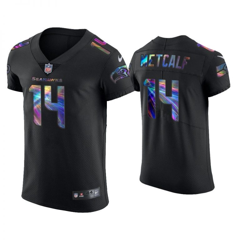 Men D.K. Metcalf Seattle Seahawks Black Golden Edition Holographic Jersey