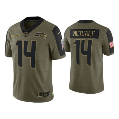 Men DK Metcalf Seattle Seahawks Olive 2021 Salute To Service Limited Jersey