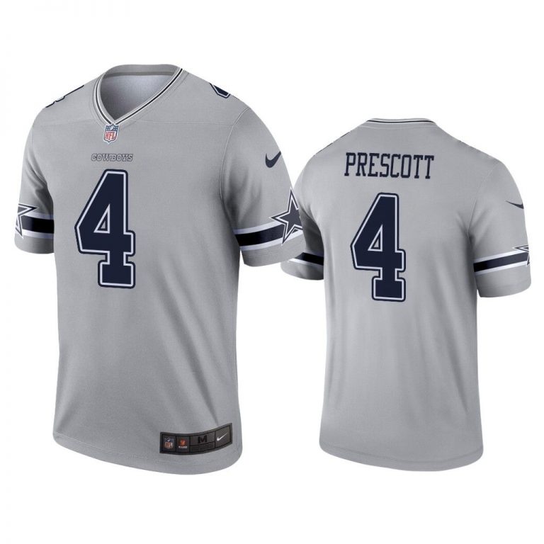 Men Dak Prescott Dallas Cowboys Gray Inverted Legend Jersey