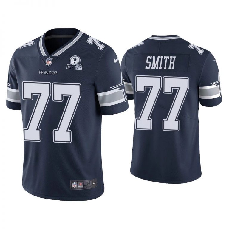 Men Dallas Cowboys 60th Anniversary Tyron Smith Navy Limited Jersey