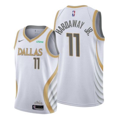 Men Dallas Mavericks #11 Tim Hardaway Jr. White 2020-21 City Edition Jersey Gold silver