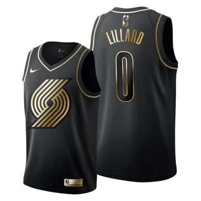 Men Damian Lillard #0 Portland Trail Blazers Golden Edition Black Jersey