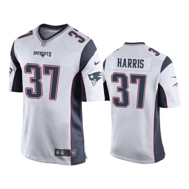 Men Damien Harris New England Patriots White Game Jersey