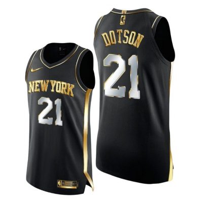 Men Damyean Dotson #21 New York Knicks Golden Black Jersey