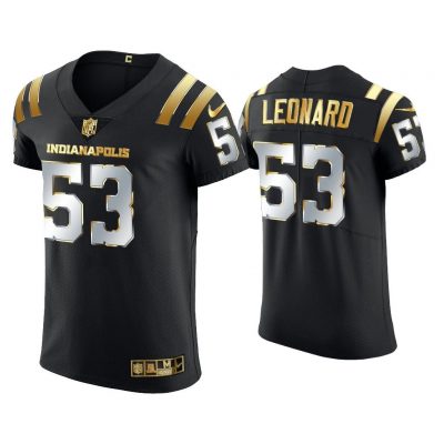 Men Darius Leonard Indianapolis Colts Black Golden Edition Elite Jersey