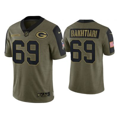 Men David Bakhtiari Green Bay Packers Olive 2021 Salute To Service Limited Jersey