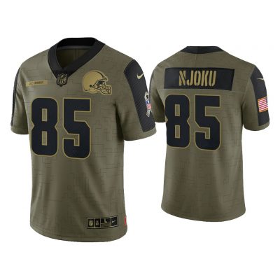 Men David Njoku Cleveland Browns Olive 2021 Salute To Service Limited Jersey