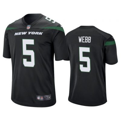 Men Davis Webb #5 New York Jets Black Game Jersey