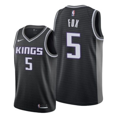 Men De Aaron Fox Sacramento Kings #5 Black 2018-2019 Statement Jersey