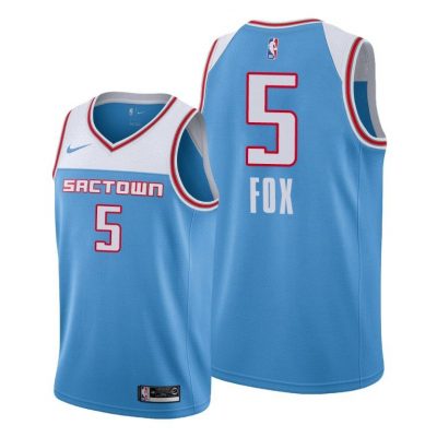 Men De Aaron Fox Sacramento Kings #5 Blue City Edition Jersey