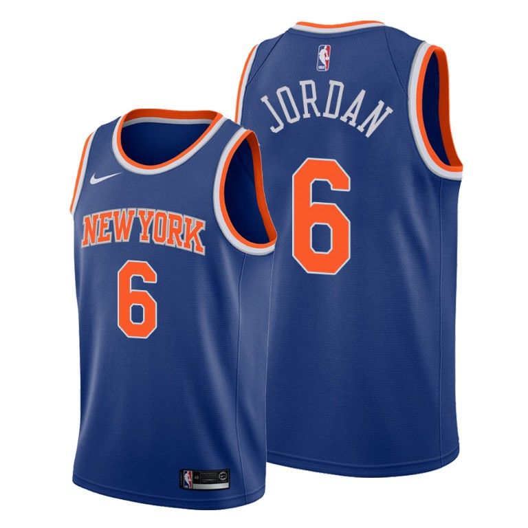 Men DeAndre Jordan New York Knicks #6 Knicks Blue Icon Jersey