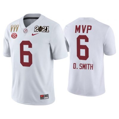 Men DeVonta Smith #6 Alabama Crimson Tide White 2021 Rose Bowl Offensive MVP Special Commemorate Jersey