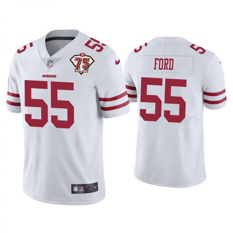 Men Dee Ford San Francisco 49ers White 75th Anniversary Patch Limited Jersey