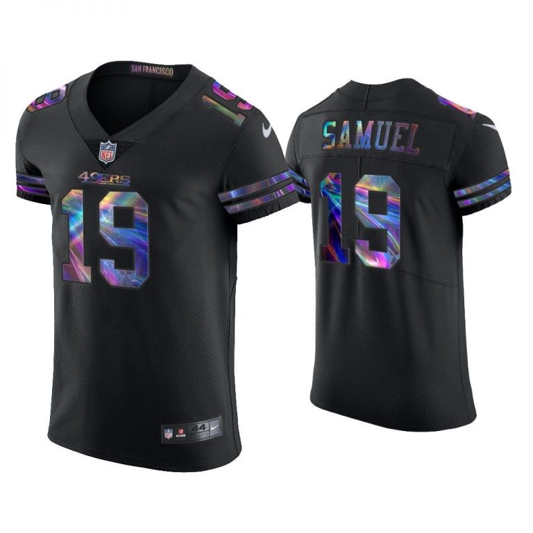 Men Deebo Samuel San Francisco 49ers Black Golden Edition Holographic Jersey