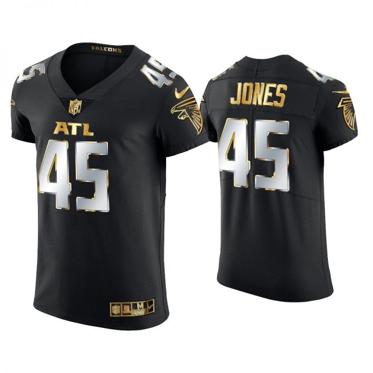 Men Deion Jones Atlanta Falcons Black Golden Edition Elite Jersey