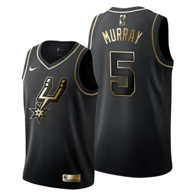 Men Dejounte Murray #5 San Antonio Spurs Golden Edition Black Jersey
