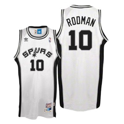 Men Dennis Rodman #10 San Antonio Spurs Soul Hardwood Classics White Jersey