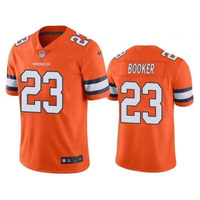 Men Denver Broncos Devontae Booker #23 Orange Color Rush Limited Jersey