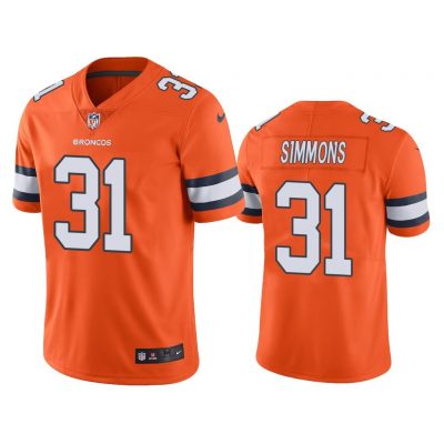 Men Denver Broncos Justin Simmons #31 Orange Color Rush Limited Jersey