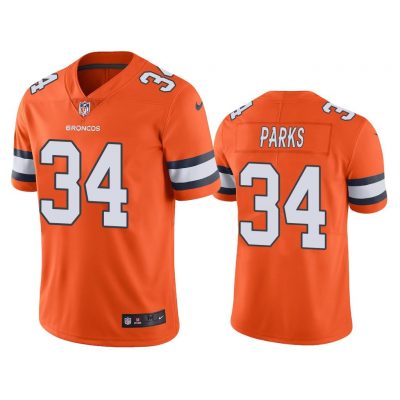 Men Denver Broncos Will Parks #34 Orange Color Rush Limited Jersey