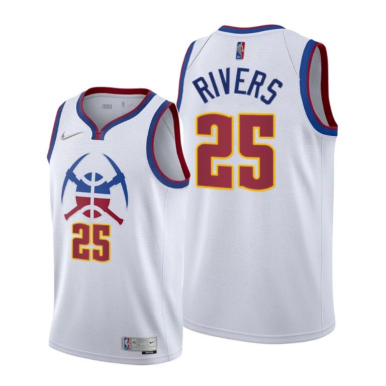 Men Denver Nuggets #25 Austin Rivers White 2021 Earned Edition Jersey
