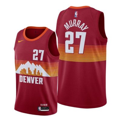 Men Denver Nuggets #27 Jamal Murray Orange 2020-21 City Edition Jersey New Uniform