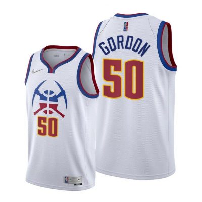 Men Denver Nuggets #50 Aaron Gordon White Earned Edition Jersey 2021 Trade
