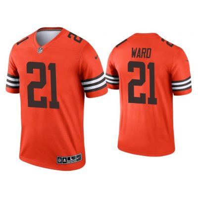 Men Denzel Ward Cleveland Browns Orange Inverted Legend Jersey