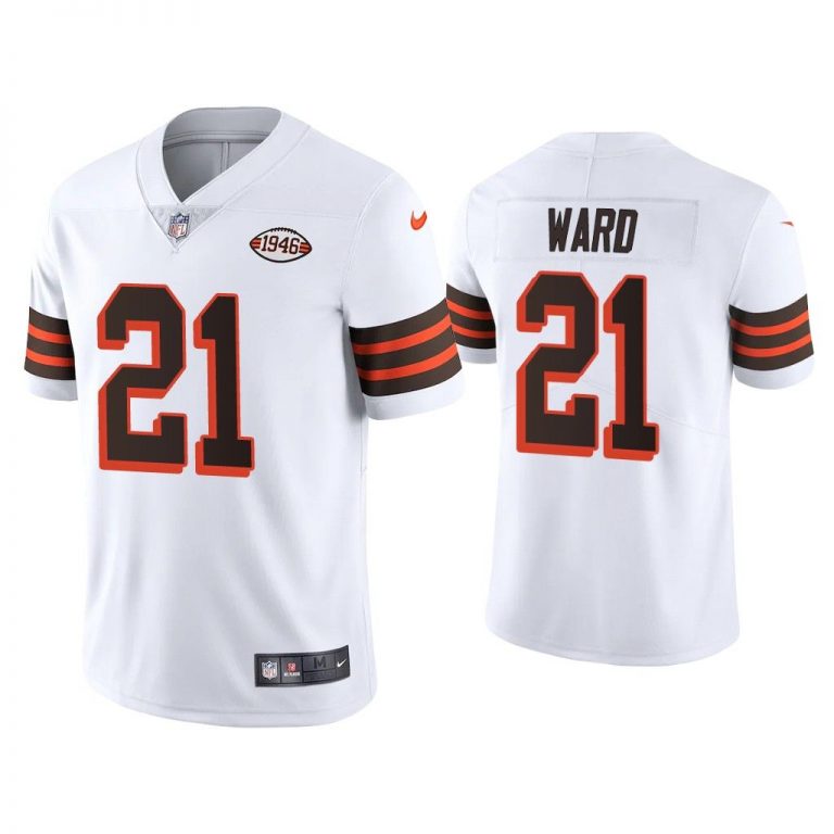 Men Denzel Ward Cleveland Browns White 1946 Collection Alternate Vapor Limited Jersey