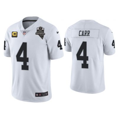 Men Derek Carr Las Vegas Raiders White Vapor Limited Captain Patch Jersey