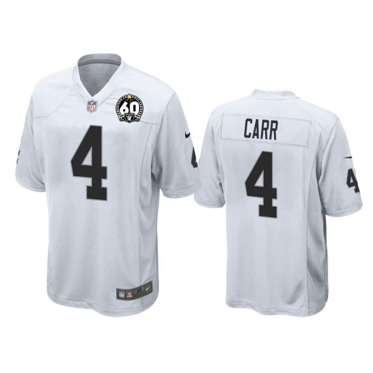 Men Derek Carr Oakland Raiders White 60th Season Game Jersey