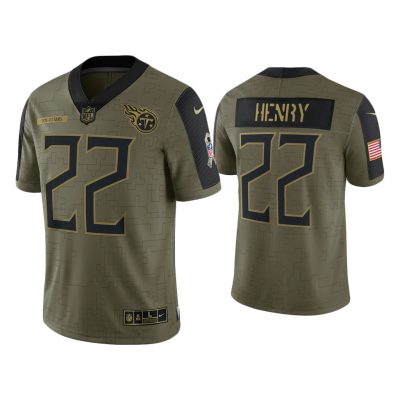 Men Derrick Henry Tennessee Titans Olive 2021 Salute To Service Limited Jersey