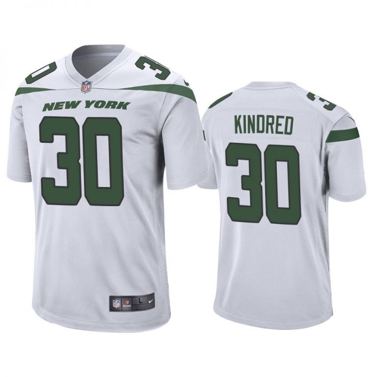 Men Derrick Kindred New York Jets White Game Jersey