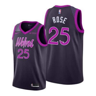 Men Derrick Rose #25 Timberwolves Purple City Edition Jersey