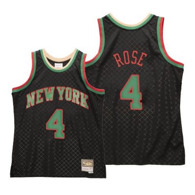 Men Derrick Rose New York Knicks Black Neapolitan Jersey Hardwood Classics