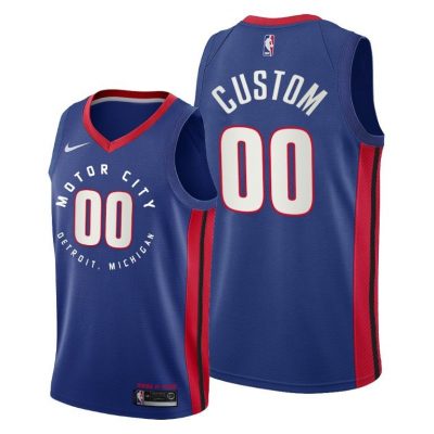 Men Detroit Pistons #00 Custom Navy 2020-21 Motor City Edition Jersey