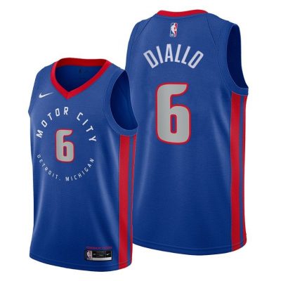 Men Detroit Pistons #6 Hamidou Diallo Blue 2021 City Edition Jersey